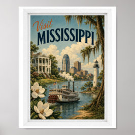 Besuchen Sie Mississippi Travel Vintage Poster