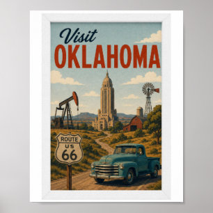 Besuchen Sie Oklahoma Travel Vintage Poster