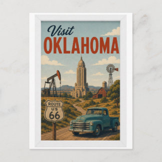 Besuchen Sie Oklahoma Travel Vintage Postkarte