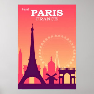 Besuchen Sie Paris Vintag Poster