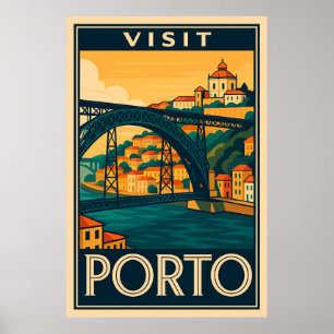 Besuchen Sie Porto Portugal Retro Reiseplaner Art Poster