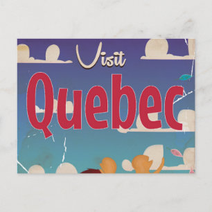 Besuchen Sie Quebec Vintage Cartoon Reiseplakat. Postkarte