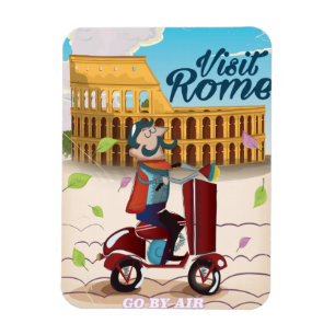 Besuchen Sie Rom Cartoon Reiseplakat Magnet