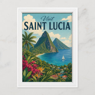 Besuchen Sie Saint Lucia Travel Vintage Postkarte