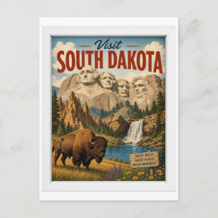 Besuchen Sie South Dakota Travel Vintage Postkarte