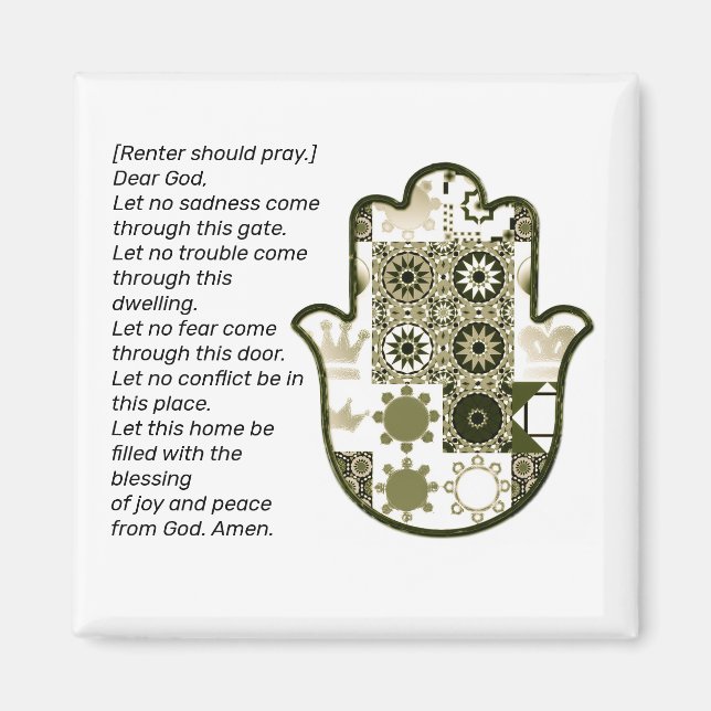 Besuchen Sie Square Khamsa Handmagnet Verleiher Magnet (Vorne)