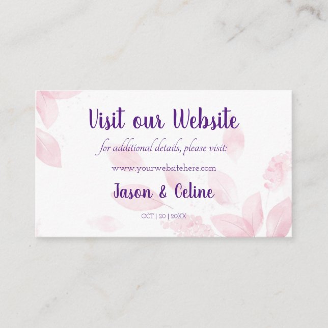Besuchen Sie unsere Website Wedding Card Platzkarte (Vorderseite)