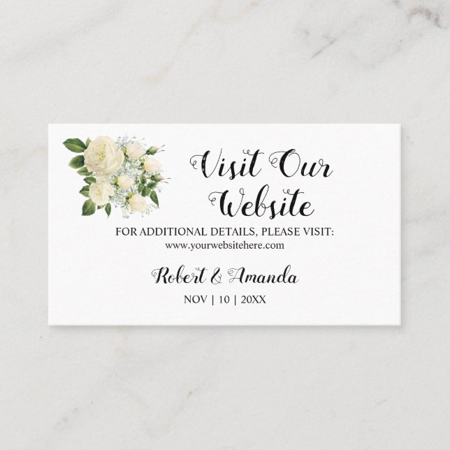 Besuchen Sie unsere Website Wedding Insert Card Platzkarte (Vorderseite)