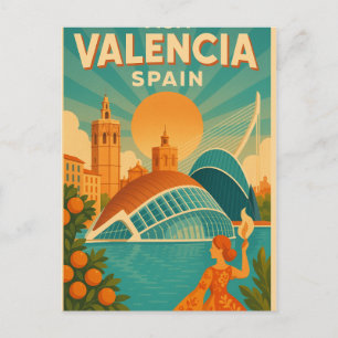Besuchen Sie Valencia, Spanien – Retro-Reise 2025 Postkarte