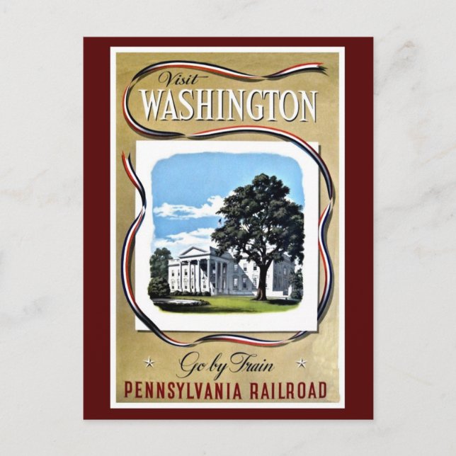 Besuchen Sie Washington mit dem Zug, Pennsylvania  Postkarte (Vorderseite)
