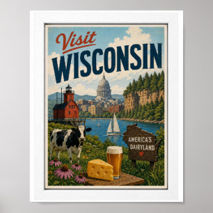 Besuchen Sie Wisconsin Travel Vintage Poster