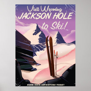 Besuchen Sie Wyoming! Jackson Hole Skireiseplakat Poster