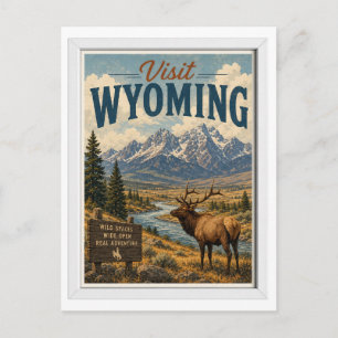 Besuchen Sie Wyoming Reise Vintage Postkarte