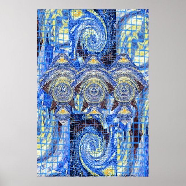 Besucher auf einem Sternennachts-Poster Poster (Vorne)