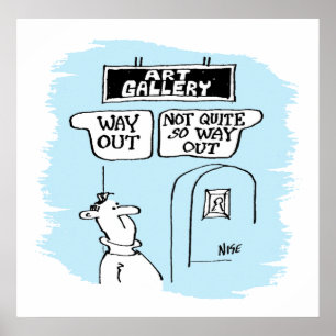 Besucher, der durch Schilder in einem Kunstgalerie