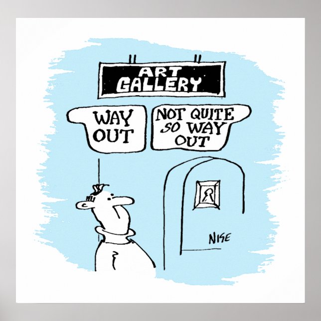 Besucher, der durch Schilder in einem Kunstgalerie (Vorne)