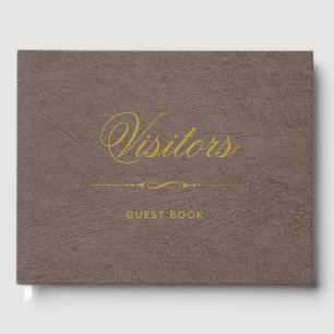 Besucher Elegantes Imitat Leder und Gold Gästebuch