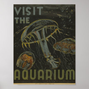 Besucht das Vintage-WPA-Poster des Aquariums Poster