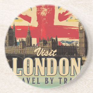 Besucht London Vintage Poster Getränkeuntersetzer