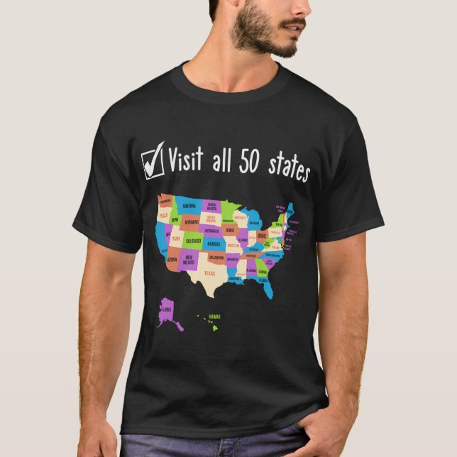 Besuchte alle 50 Staaten USA Karte Reise T-Shirt (Vorderseite)