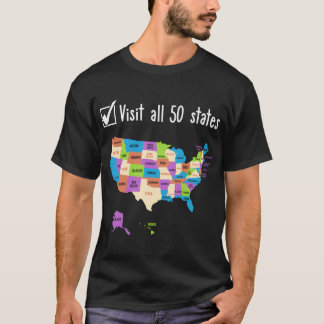 Besuchte alle 50 Staaten USA Karte Reise T-Shirt