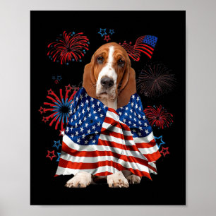 Bet Hound Dog Amerikanische Usa-Flagge 4. Juli Hun Poster
