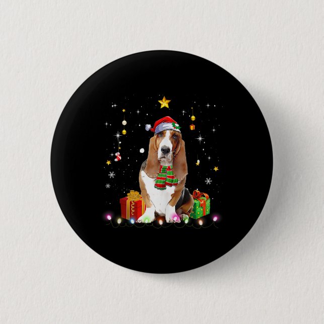 Bet Hound Dog Tree Weihnachten Weihnachten Weihnac Button (Vorderseite)