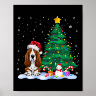 Bet Hound Dog Weihnachtsbaum Lichter Rentier Hut C Poster