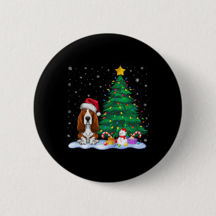 Bet Hound Hund Xmas Tree Lights Reindeer Hat Chris Button