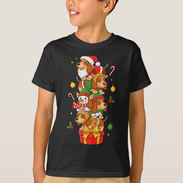 Bet Hound Santa Elf Snowman Christmas Womens Mens  T-Shirt (Vorderseite)
