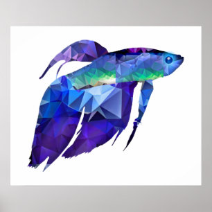 Beta Fish for Polygon Mosaic Blue Poster