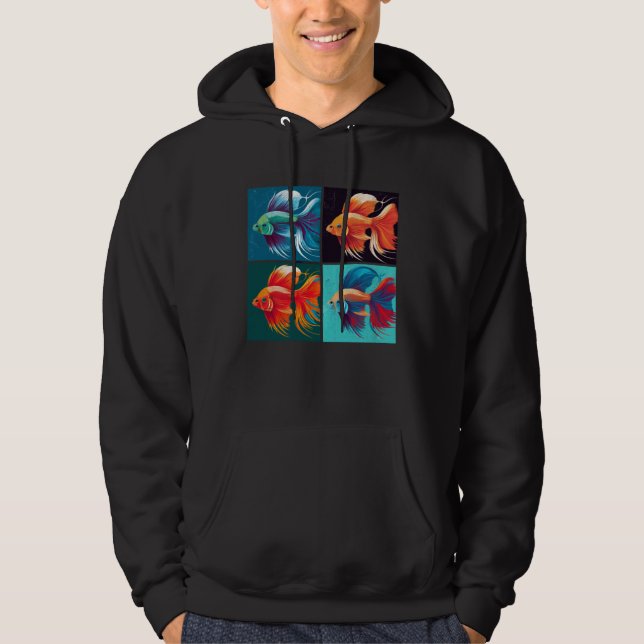 Beta Fish Pop Illustration Colorful Animal Women   Hoodie (Vorderseite)