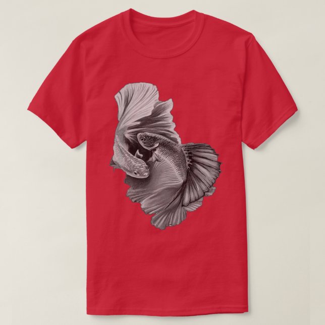Beta Fish Yin Yang BampW T-Shirt (Design vorne)