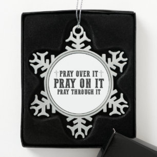 Bete darüber Bete darüber hinaus Bete hindurch Chr Schneeflocken Zinn-Ornament