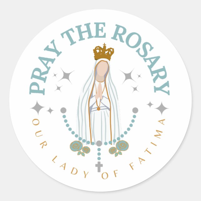 Bete die Rosary Fatima Runder Aufkleber (Vorderseite)