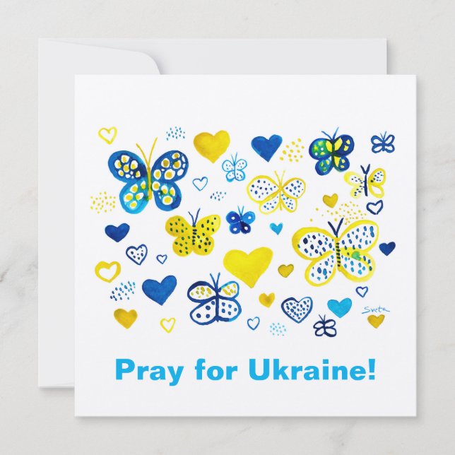 Bete für die Ukraine! Aquarellbutterfische und Her (Vorderseite)