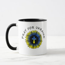 Bete für die Ukraine Sonnenblume und Kreuz