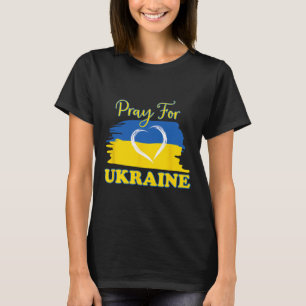 Bete Für Die Ukraine Ukrainische Flagge Herz  T-Shirt
