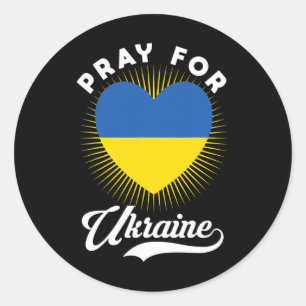 Bete Für Die Ukraine Ukrainische Flagge Unterstütz Runder Aufkleber