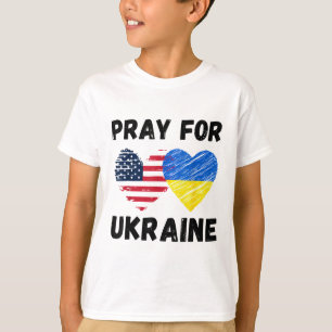Bete Für Die Ukraine Unterstütze Ukrainisch Amerik T-Shirt