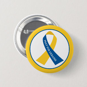 Bete für Ukraine Blue Yellow Ribbon Button