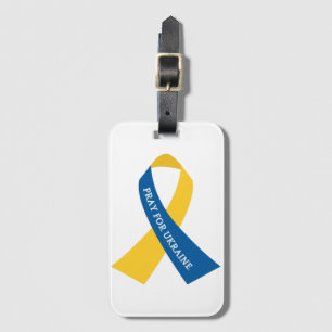 Bete für Ukraine Blue Yellow Ribbon Gepäckanhänger