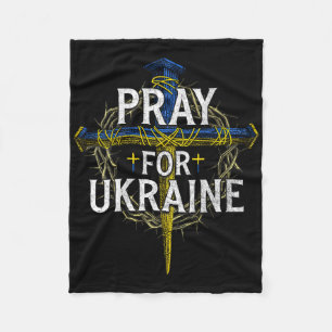 Bete Für Ukraine Kreuz Christliche Unterstützung U Fleecedecke