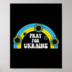 Bete Für Ukraine Sonnenblume Blau Gelb Regenbogen Poster
