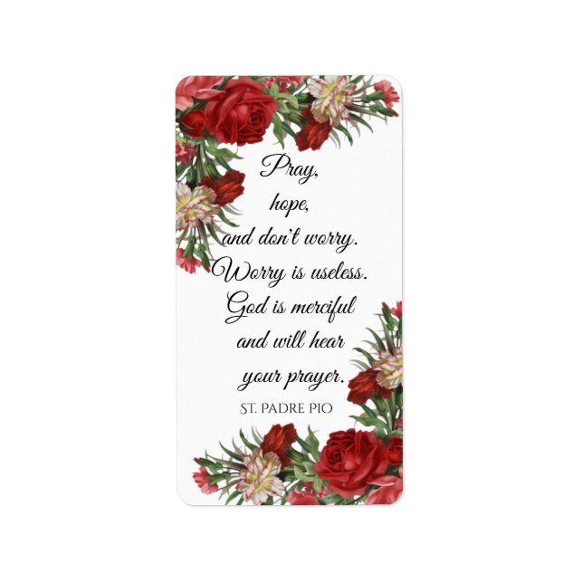 Bete Hoffnung und mach dir keine Sorgen St. Padre  Adressaufkleber (Vorne)