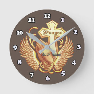 Bete immer kreuzen runde wanduhr