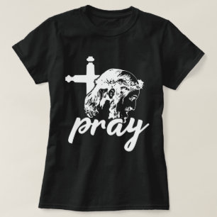Bete Typografie Jesus Image Black & White Women's T-Shirt