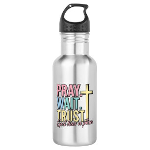 Bete Warte Vertraue Kreuz Christlich Vintage Edelstahlflasche