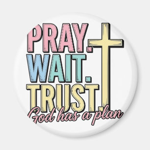 Bete Warte Vertraue Kreuz Christlich Vintage Magnet