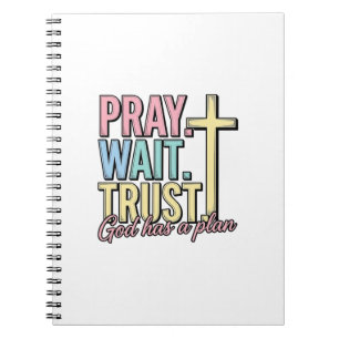 Bete Warte Vertraue Kreuz Christlich Vintage Notizblock